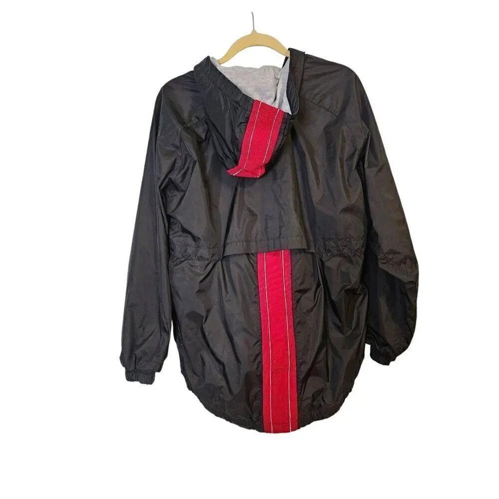 Nike vintage 90's white tag storm fit  hooded windbreaker,  black/white/red. Siz